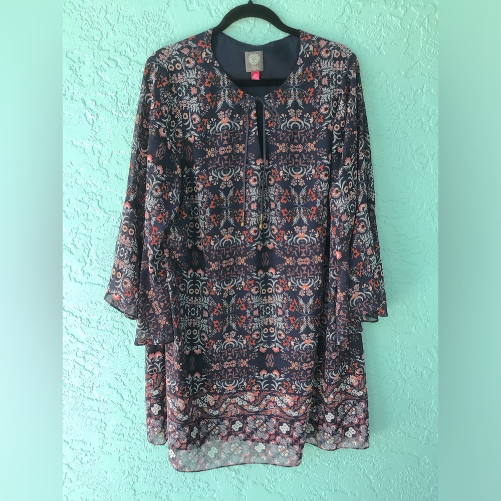 Vince Camuto 18W Navy Lined Floral Dress